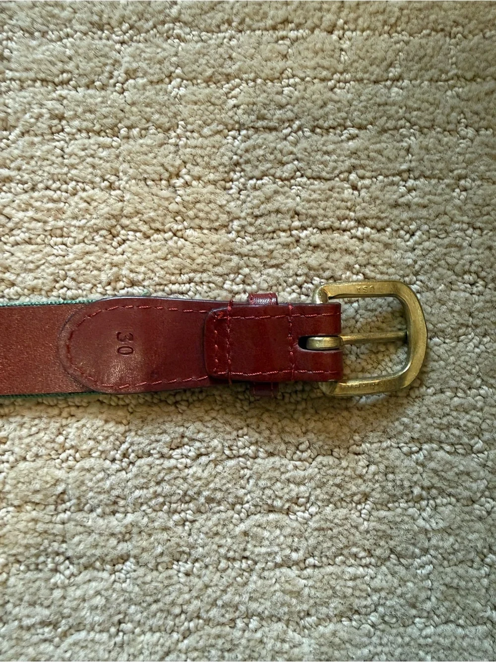 Michigan State Spartan Green and Gold Needle-point Belt